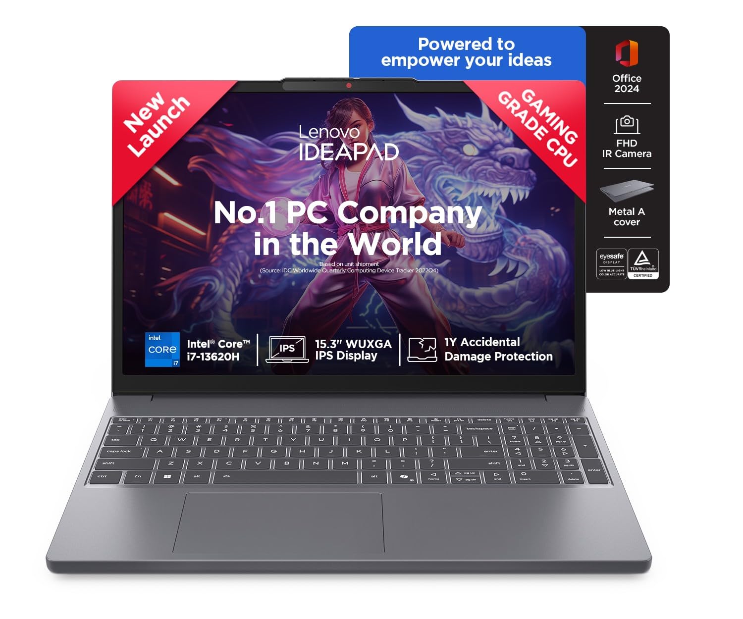 Lenovo IdeaPad Slim 3 13th Gen Core i7-13620H 15.3″ (38.8cm) WUXGA IPS Laptop (16GB RAM/1TB SSD/Win 11/Office 2024/Backlit/1Yr ADP Free/Top Metal Cover & IR Camera/Grey/1.6Kg), 83K100TDIN