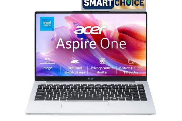Acer Smartchoice Aspire One, Intel Core Celeron N4500, Office 2024 + M365 Basic, 12GB LPDDR4X / 512GB SSD, 14.0″/35.56cm TN HD Display, Win 11 Home, Pure Silver, 1.3KG, A114-45, Thin and Light Laptop