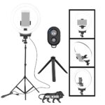 Osaka® 10″ Professional LED Ring Light with Stand & Table Tripod for Mobile Phones & Camera, 3 Color Temperature Mode Lighting for Photo Shoot YouTube Video Shooting with Bluetooth for Andoid/iOS