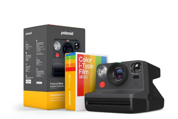 Polaroid Now 2nd Generation I-Type Instant Camera + Film Bundle – Now Black Camera + 16 Color Photos (6248)