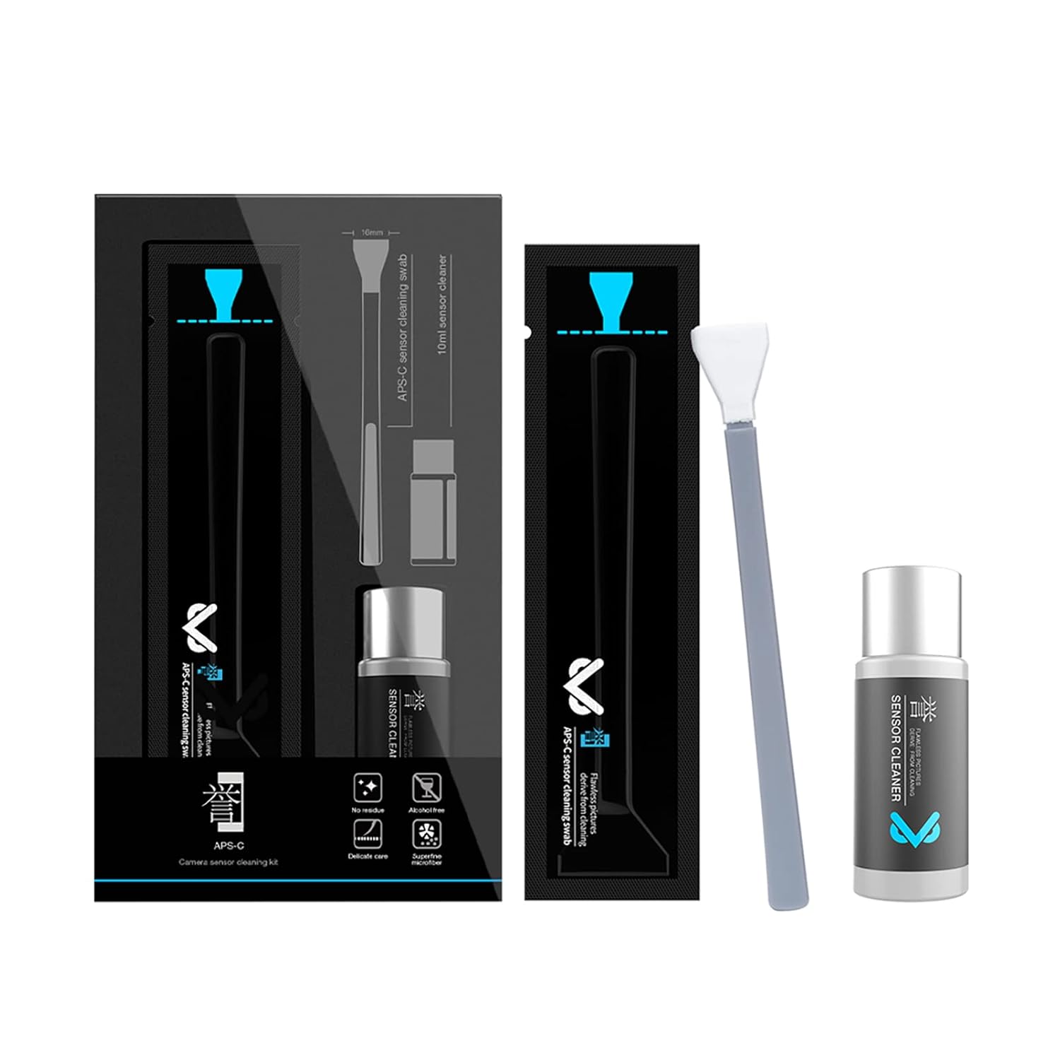 VSGO 10 Pack Digital Camera Cleaning Swab with 10ml Sensor Cleaner, APS-C Sensor Cleaning Swabs, Microfiber, White, Clear, Camera Cleaning Kit for DSLR or SLR Digital Camera