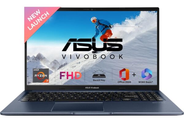 ASUS Vivobook 15 (2025), AMD Ryzen 7 7730U Thin & Light Laptop(AMD Radeon iGPU/16GB RAM/512GB SSD/FHD/15.6″/60Hz/Windows 11/M365 Basic (1Year)*/Office Home 2024/Quiet Blue/1.7Kg) M1502YA-BQ989WS