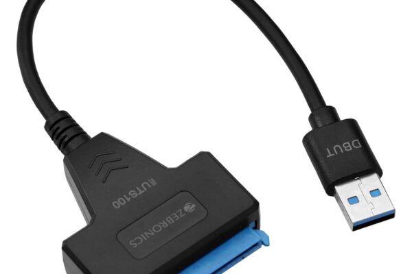 ZEBRONICS UTS100 USB 3.0 to SATA Adapter for 2.5 HDD/SSD with Plug & Play, Durable Material, Super Fast Transfer, Upto 5 Gbps, Black