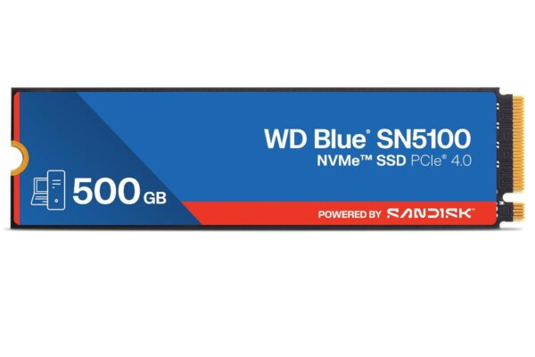 Western Digital WD Blue SN5100 NVMe 500GB, Upto 6600MB/s R, 5Y Warranty, PCIe Gen 4 NVMe M.2 (2280), Internal Solid State Drive (SSD) (WDS500G5B0E-00CPE0)