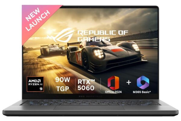 ASUS ROG Zephyrus G14,AMD Ryzen 9 270, Gaming Laptop(RTX 5060-8GB/90W TGP/16GB/1TB/3K OLED/14/120Hz/73WHrs/Windows 11/M365 Basic (1Year)*/Office Home 2024/Eclipse Gray/1.5 Kg) GA403UM-QS007WS