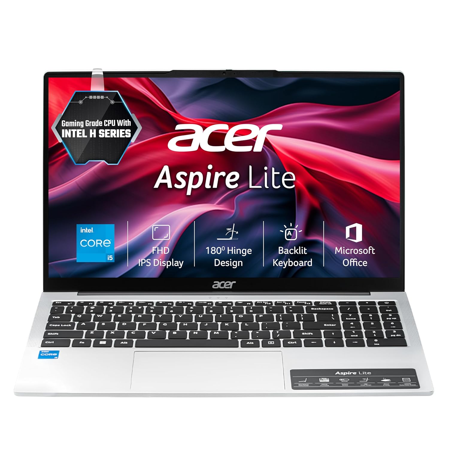acer Aspire Lite 12th Gen Intel Core i5-12450H, Office 2024 + M365 Basic, 16GB RAM/1 TB SSD/Intel UHD Graphics, Full HD IPS, 15.6″/39.62 cm, Win11Home, AL15-52H,Backlit KB, Thin and Light Laptop