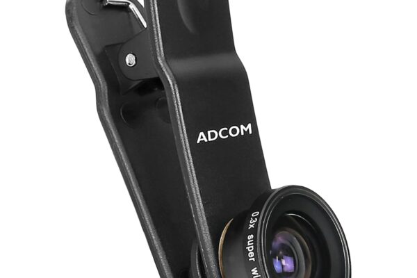 Adcom Full Screen Wide Angle Clip On Mobile Phone Camera Lens – Compatible with All iPhone & Android Smartphones (Black)