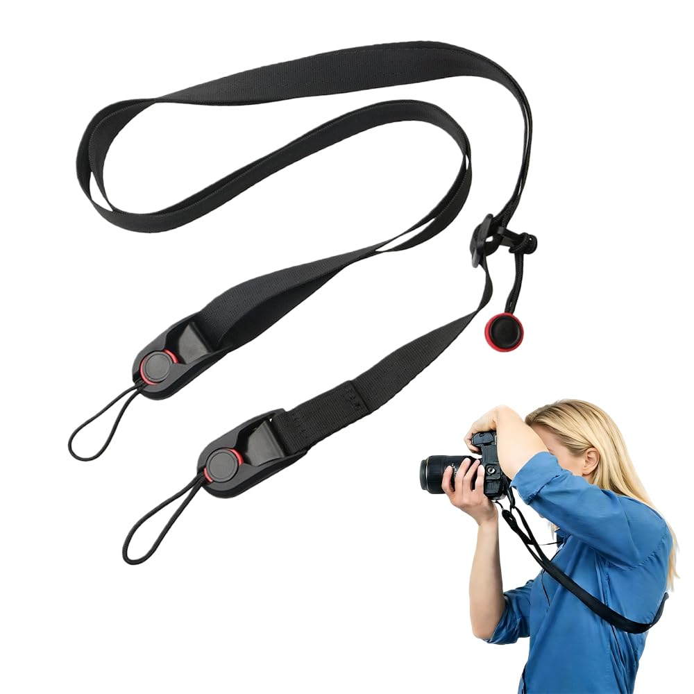 BowieMall Camera Strap, Adjustable Camera Belt, Comfortable Camera Neck Strap with Quick Release Buckle, Camera Shoulder Strap for Travel & Outdoor Photography (Black)