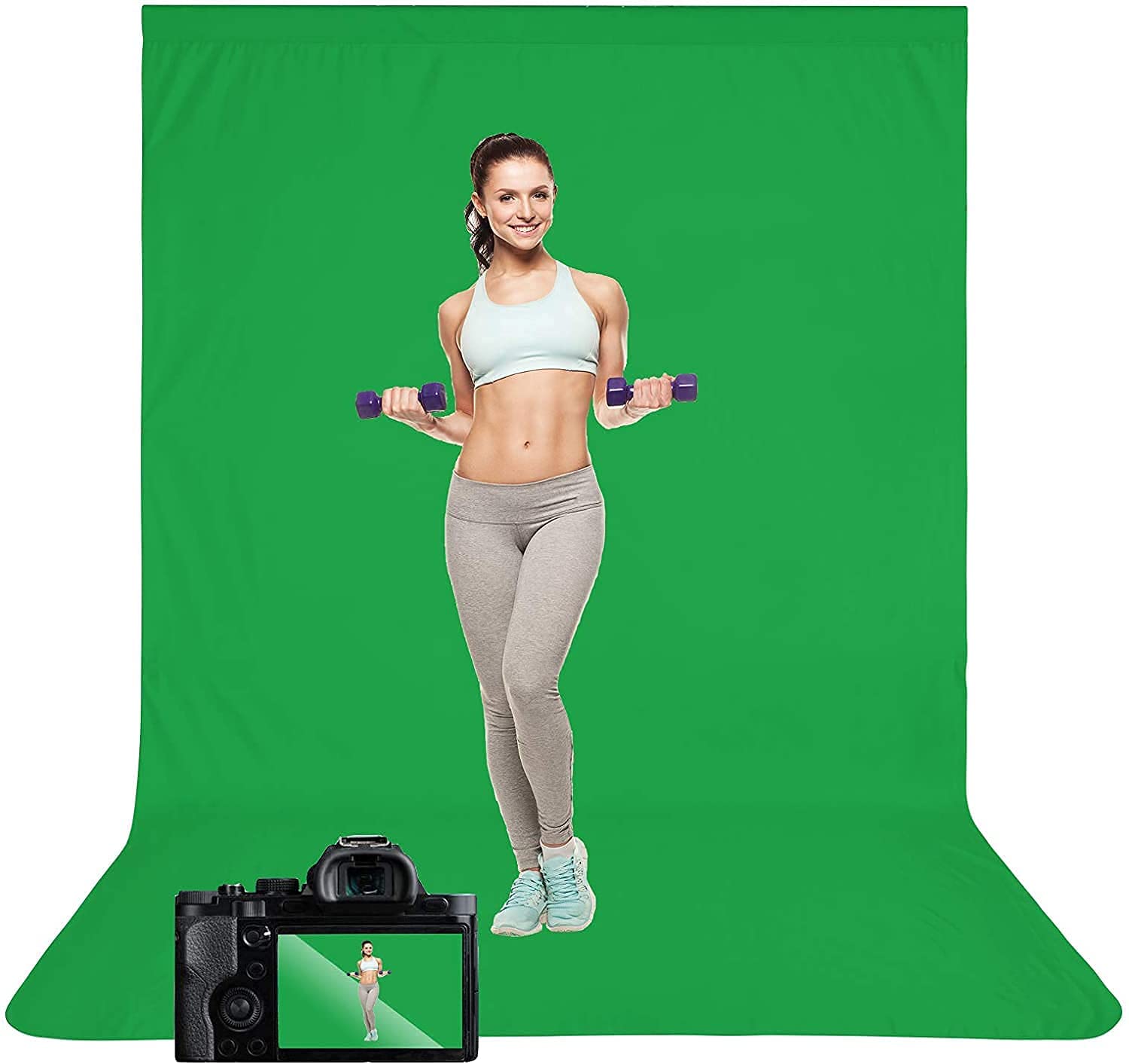 HIFFIN Professional 6x9Ft Green Screen Backdrop for Photography Background, Large Green Screen for Photoshoot, Game Live Steaming Video Conference (6x9Ft Green Backdrop)