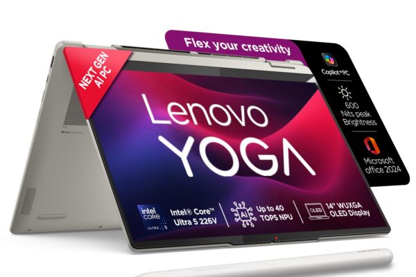 Lenovo Yoga 7 2-in-1 Intel Core Ultra 5 226V,Copilot+ AI PC(16GB RAM/1TB SSD/14(35.5cm)/WUXGA OLED/40 Tops/Win 11/Office Home 2024/Yoga Pen/1Yr ADP/Seashell/1.38Kg), 83JQ003YIN Convertible Laptop