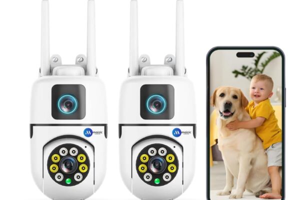 Maizic Smarthome Mini Ptz Dual Lens 5+5 MP WiFi Security Camera (Packof2) Indoor Wireless Home Surveillance, Night-Vision, Motion Detection, Two-Way Audio, Cloud & Micro-SD