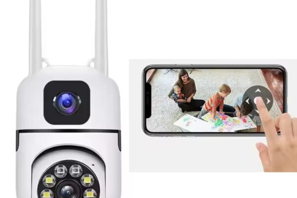 TP PLUS 3MP Full HD Smart Wi-Fi CCTV Home Security Camera 360° with Pan Tilt Bulb Camera View & Talk 128GB SD Card Support (Not Included) Perfect for Office Monitoring (Dual Lens Mini Dome)