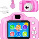 Toy Imagine Kids Digital Camera 3.0MP &1080p Video Photos 2-Inch Screen, USB Rechargeable & Portable Fun Mini Toy Camera for Boys & Girls Age 3–12 Educational Birthday Gift Supports 32GB SD Card(Pink)