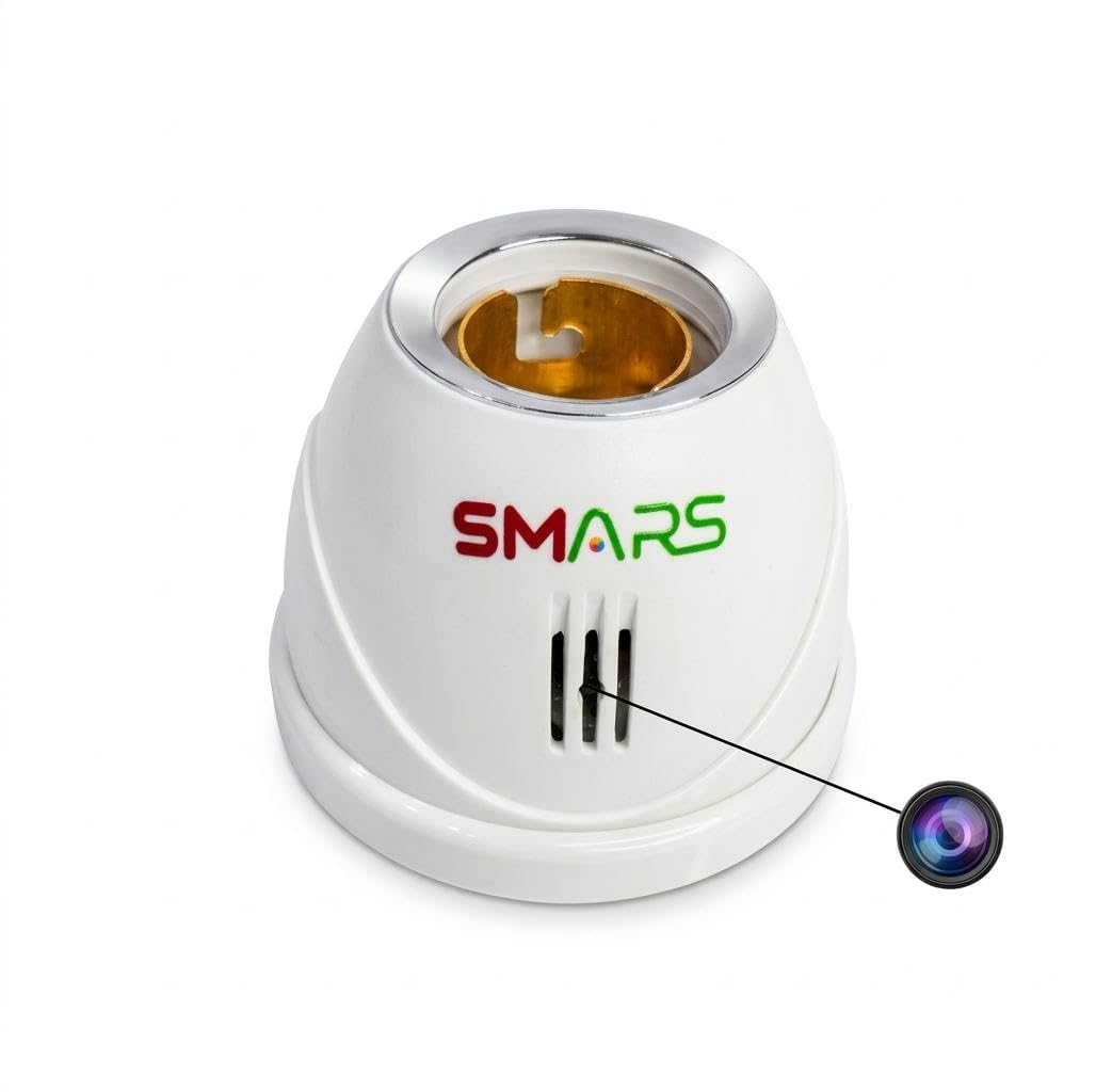 smars 1080P FHD WiFi Oval Bulb Holder Shape Mini Hidden CCTV Camera with Audio and Video Recording | App Controlled Remote Monitoring | SD Card Support Upto 128 gb