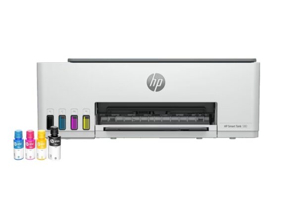 HP Smart Tank 580 All-in-One WiFi Colour Printer | 1 Extra Black Ink Bottle | 1+1 Year Extended Warranty on Registration| Up to 8000 Black & 6000 Colour Prints I Print,Scan & Copy for Office/Home