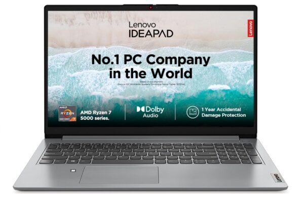 Lenovo IdeaPad Slim 1 AMD Ryzen 7 5700U 15.6″ HD Thin and Light Laptop (16GB/512GB SSD/Windows 11 Home/MS Office 2021/1 Year Warranty + 1 Year ADP/Cloud Grey/1.6Kg), 82R400EFIN