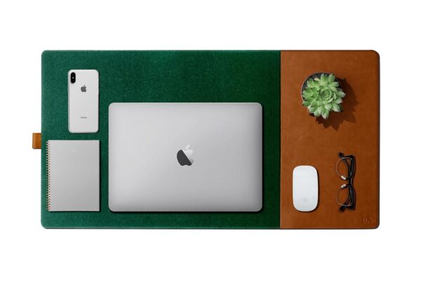 DailyObjects Turf 2.0 Desk Mat | Super Smooth Felt for Gaming Home and Office | Vegan Leather | Work from Home Solution for Laptop Keyboard and Mouse | Reversible Anti Slip Water Resistant – Green