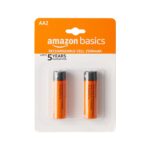 Amazon Basics AA Rechargeable Batteries | 2500 mAh with 1.2 V Power| Ni-MH Batteries | Ultra High Power | for Mid to High Drain Devices (Pack of 2)