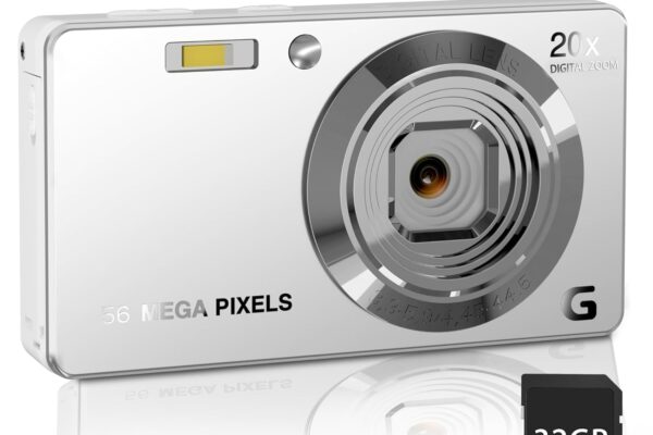 Digital Camera, 4K Ultra HD 56Mp Autofocus Camera, Digital Point and Shoot Camera with 20X Zoom Anti Shake, Video Camera with 32GB SD Card for Adults, Teens, Beginners (CAM12)