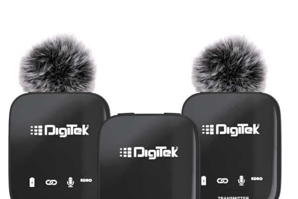 Digitek DWM 101 Wireless Microphone System with ANC Noise Reduction, 360° Sound Capture, Upto 12 Hrs Working Time, for DSLR Camera, Android & iOS Smartphones, Seamless Audio Recording