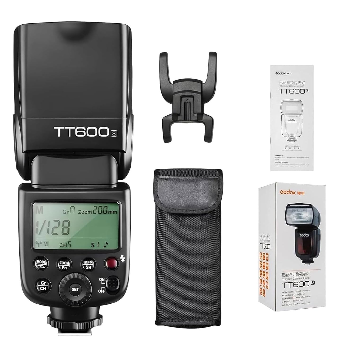 Godox TT600 Manual Speedlite Flash with Built-in 2.4GHz Godox X Series Radio Transceivers for All Digital Cameras with Standard Hot Shoe (Black)