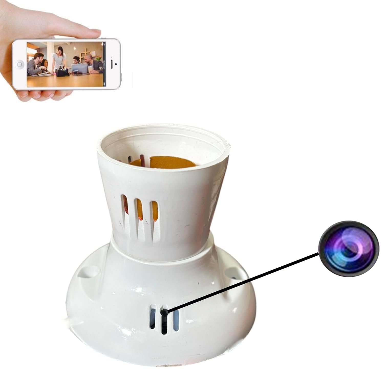 HD WiFi 1080P Spy Bulb Holder Camera Hidden Socket Camera Mini Security Secret Nanny Cam with Live Audio & Video Recording