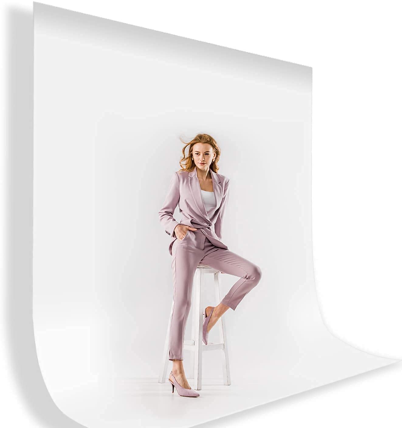 HIFFIN 8X12 Ft. White Screen Backdrop, Background Curtain Rod Pocket for Photography, Photoshoot, Product Photography, Live Streaming, Zoom Meetings, VFX Editing, YouTube Video, FB Video & Insta Reels