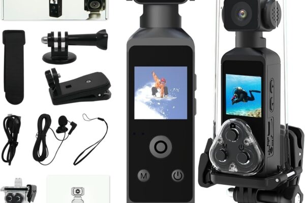LaView Pocket 2 – Handheld 4K Action Camera with 1.3″ CMOS Sensor, SD Card Slot, Waterproof Case, Motorcycle Mount (DJIHAND Camera)