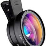 Mobile Camera Lens, 0.45X Super Wide Angle Lens, 15X Macro Lens, Clip-On 2 in 1 Professional Kit for TIK Tok, Vlog, YouTube, Reels Compatible with All Smartphones-(Black)