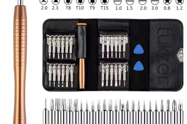 Tukzer 27 in 1 Precision Screwdriver Set Multi Pocket Repair Tool Kit with Leather wallet & aluminum Grip for Smartphones, Laptops, Watch, ipad, Tablets, Camera, PC & Other Electronics