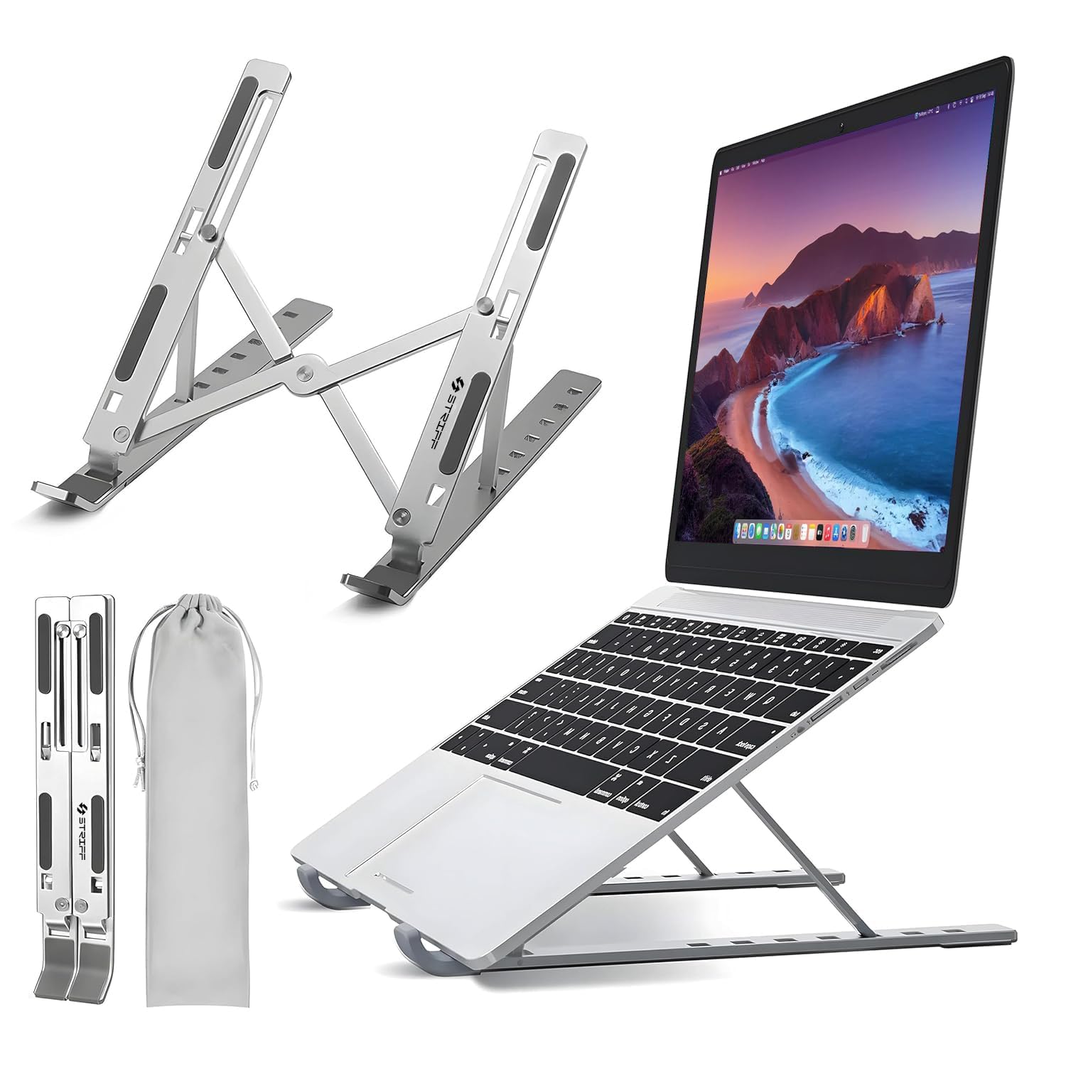 Aluminum Laptop-Stand, Portable Laptop-Stand, Foldable Lap-top-Stand, Compatibility Upto 15.6-Inch Laptop, Tab, and Mobile