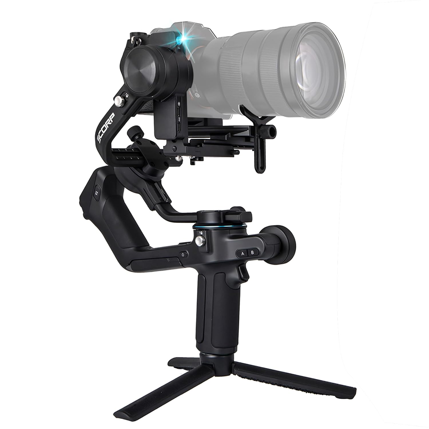 FEIYU TECH SCORP 2[Official] Camera Stabilizer,Built-In AI Tracker,Vertical Shooting For Reels & Shorts,Touch Screen,Max 2.5Kgs,3-Axis Gimbal For Sony/Canon/Nikon/Fujifilm Mirrorless&DSLR Camera,Black
