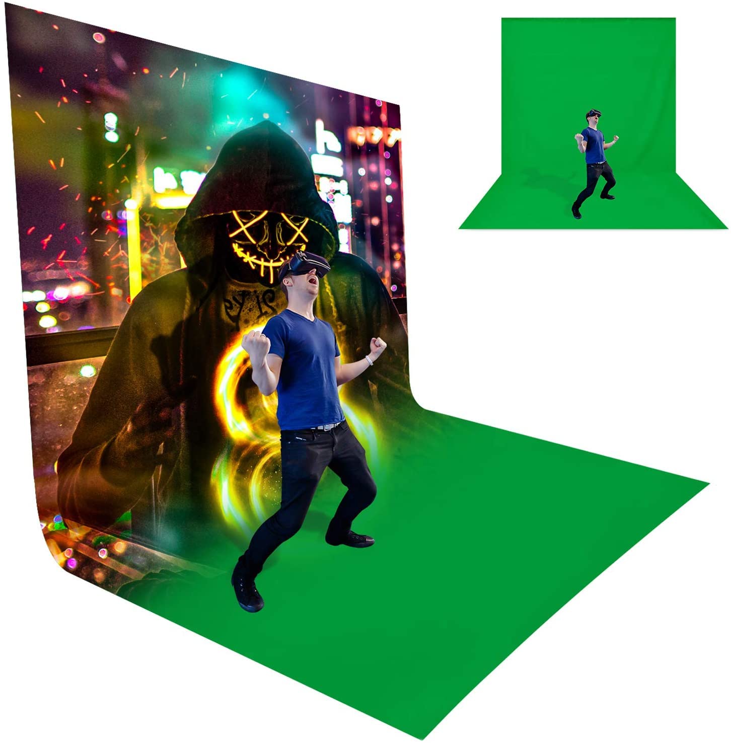 HIFFIN 8 x 20 ft. Chroma Key, Non-Woven Fabric Solid Color Green Screen Photo Backdrop Studio Photography, Non-Gloss Reflective Fabrication, A – Grade Premium Green Backdrop Screen