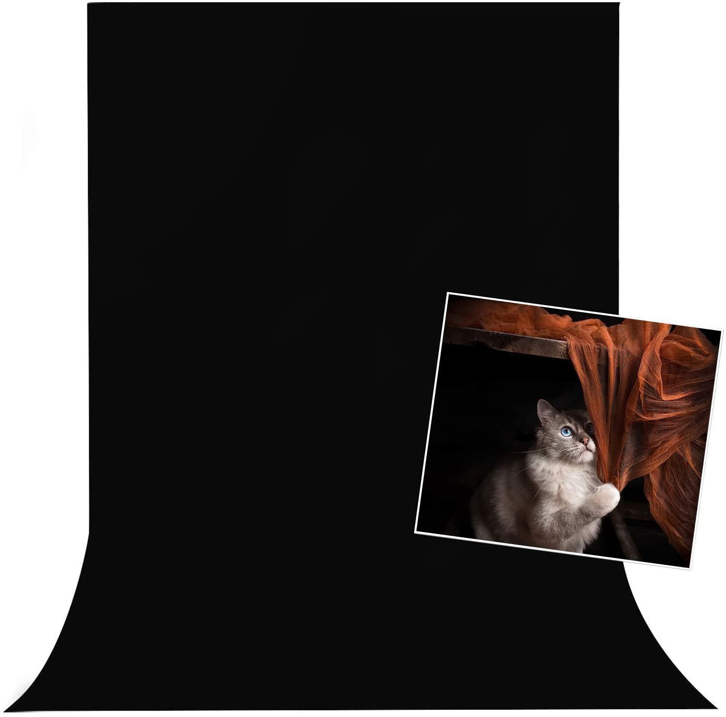 HIFFIN® Black 6X9FT Professional Backdrop for Background Photography Background Stand for Photo Light Studio Accurate Size (6×9 Ft, Black)