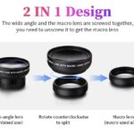 Mobile Camera Lens, 0.45X Super Wide Angle Lens, 15X Macro Lens, Clip-On 2 in 1 Professional Kit for Insta, Vlog, YouTube, Reels Compatible with All Smartphones-(Black)