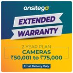 Onsitego 2 Years Extended Warranty for Cameras from Rs. 50001 to Rs. 75000 for B2B (Email Delivery in 2 Hours)