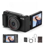 SJCAM ZV200 5K 80MP Flip Screen Digital Camera | 16X Digital Zoom, Sony Sensor with 6-Axis Gyro, 9 Preset Modes, 800 mAh Digital Point and Shoot Camera for Vlogging Beginners (Black)